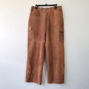 Bagatelle Vintage Suede Cargo Pants Dark Camel Brown Size 16